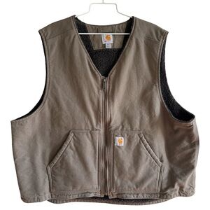 Carhartt Men's Washed Duck Sherpa-Lined Vest 2XL Driftwood